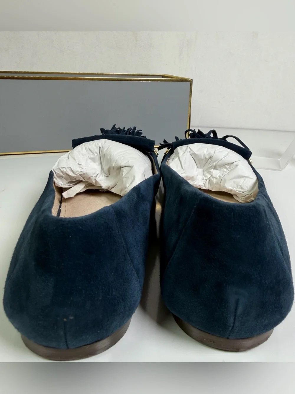 Louise et Cie Lo-Frieda Navy Blue Kidsuede Fringe Flats Loafers Women’s 10M